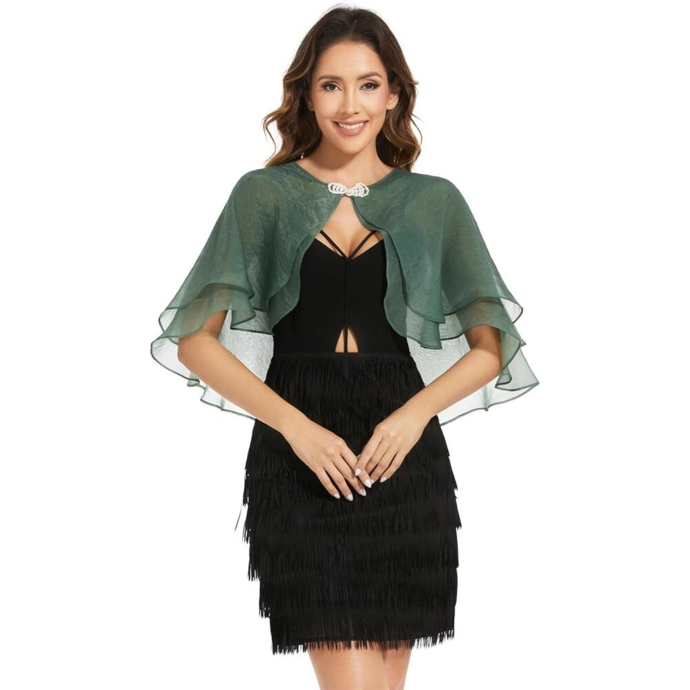 Women's Sheer Tencel Shawls and Wraps-Dark Green